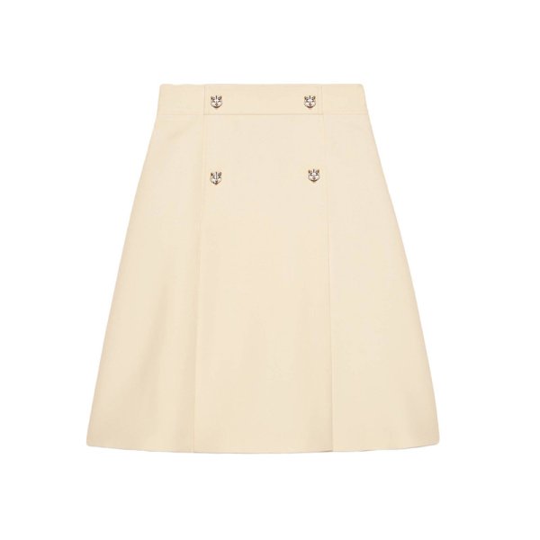 画像1: Women's Tiger Button Wool A-Line Skirt タイガー虎ボタン付きウールスカート (1)