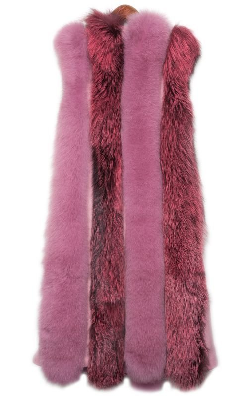 画像4: Bicolor Real Fox Fur Vest バイカラー2トーン リアルフォックスファーロングベスト 毛皮 (4)