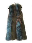 画像2: Bicolor Real Fox Fur Vest バイカラー2トーン リアルフォックスファーロングベスト 毛皮 (2)