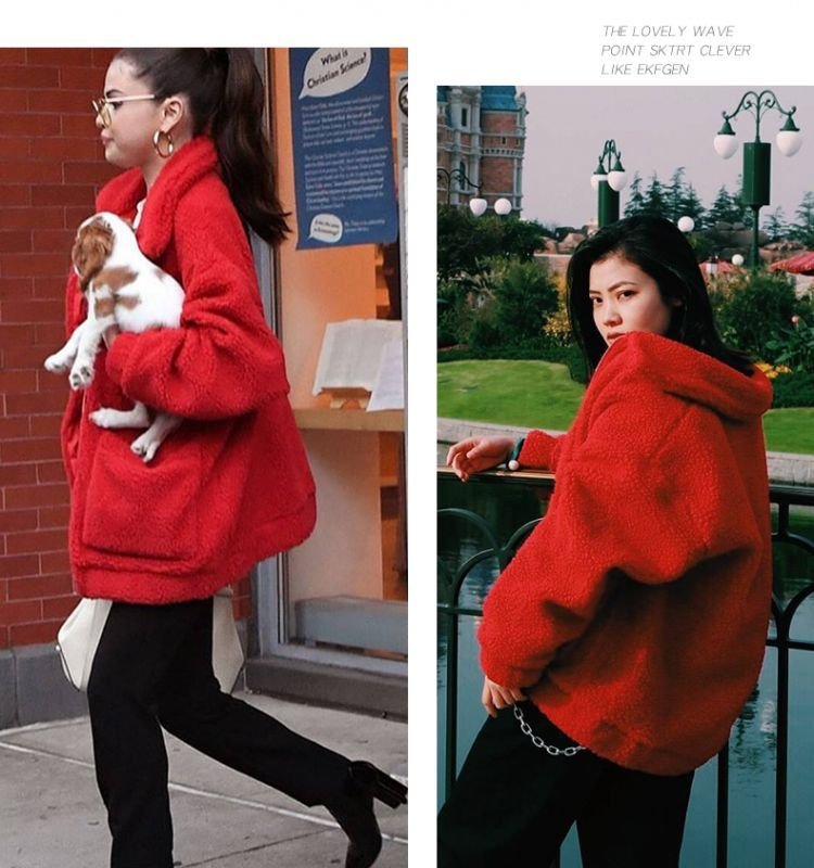 画像10: Women's Sheep Fur Oversized shearling zip up coat Jacket シープファーオーバーサイズジップアップジャケットコート 羊毛 (10)