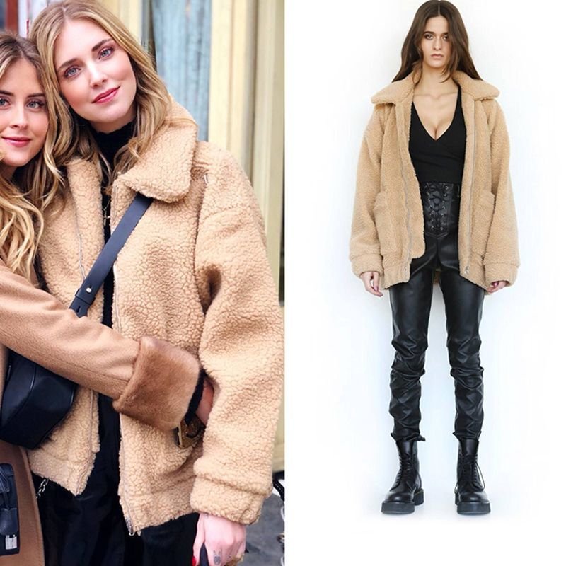 画像3: Women's Sheep Fur Oversized shearling zip up coat Jacket シープファーオーバーサイズジップアップジャケットコート 羊毛 (3)