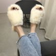 画像2: women's rabbit fur  Flat Sandal Slipper flip-flops ラビットファーフラットサンダル　ミュールスリッパ (2)