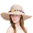 画像1: pompom straw hat スパンコールロゴ入り女優帽 (1)