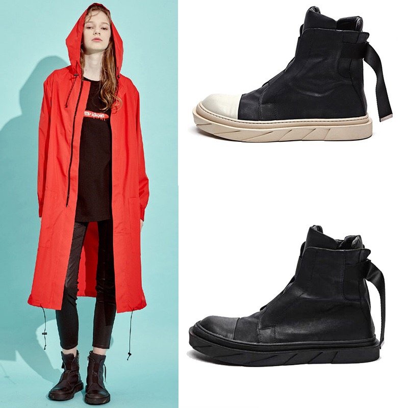 画像6: Unisex Leather High Cut Sneaker Shoes Boots 男女兼用レザースニーカーブーツ シューズ (6)