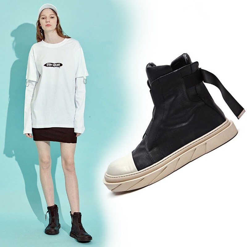 画像7: Unisex Leather High Cut Sneaker Shoes Boots 男女兼用レザースニーカーブーツ シューズ (7)