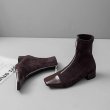 画像3: women's stretch velvet short boots  ankle boots ストレッチ本革レザージップショートブーツ ショートブーティーブーツ (3)