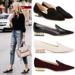 画像5: Women's Flat loafers with pearls Pumps ヒールにパールが付いたレザーフラットローファーパンプス (5)