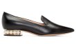 画像16: Women's Flat loafers with pearls Pumps ヒールにパールが付いたレザーフラットローファーパンプス (16)