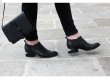 画像7: women's cut thick heel leather  ankle boots 本革レザーヒールカットデザインショートブーツ  ブーティーブーツ (7)