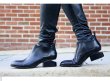 画像4: women's cut thick heel leather  ankle boots 本革レザーヒールカットデザインショートブーツ  ブーティーブーツ (4)