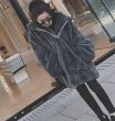 画像2: Women's   loose thickening rabbit plush coat Oversizedcoat Jacketフェイクエコラビットファーフディーオーバーサイズジャケットコート (2)