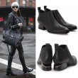 画像3: women's cut thick heel leather  ankle boots 本革レザーヒールカットデザインショートブーツ  ブーティーブーツ (3)