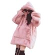 画像1: Women's   loose thickening rabbit plush coat Oversizedcoat Jacketフェイクエコラビットファーフディーオーバーサイズジャケットコート (1)