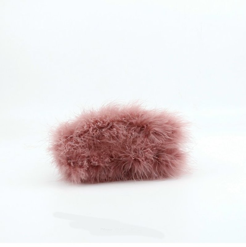 画像6: Real Ostrich Hairy Bag   リアルフェザーチェーンショルダートートバッグ (6)