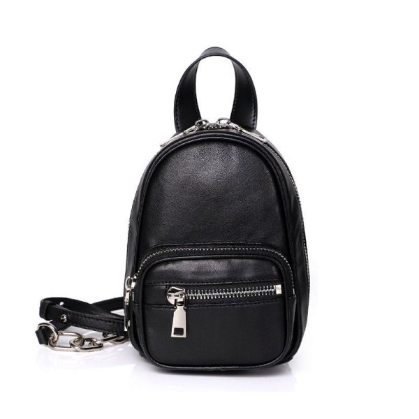 画像1: Real Leather Chain Backpack Shoulder Bag  リアルレザーウエストポーチ バックパック型 ショルダーバッグ  (1)