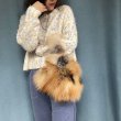 画像3:  striped fox fur hand bag fur tote  bag リアルフォックスファーカラフルトートバッグ (3)