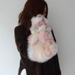 画像2:  striped fox fur hand bag fur tote  bag リアルフォックスファーカラフルトートバッグ (2)