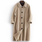 画像1: Haining fur  coatlong long sheep shearing coat シープスキンコーティングシャーリングロングコート (1)