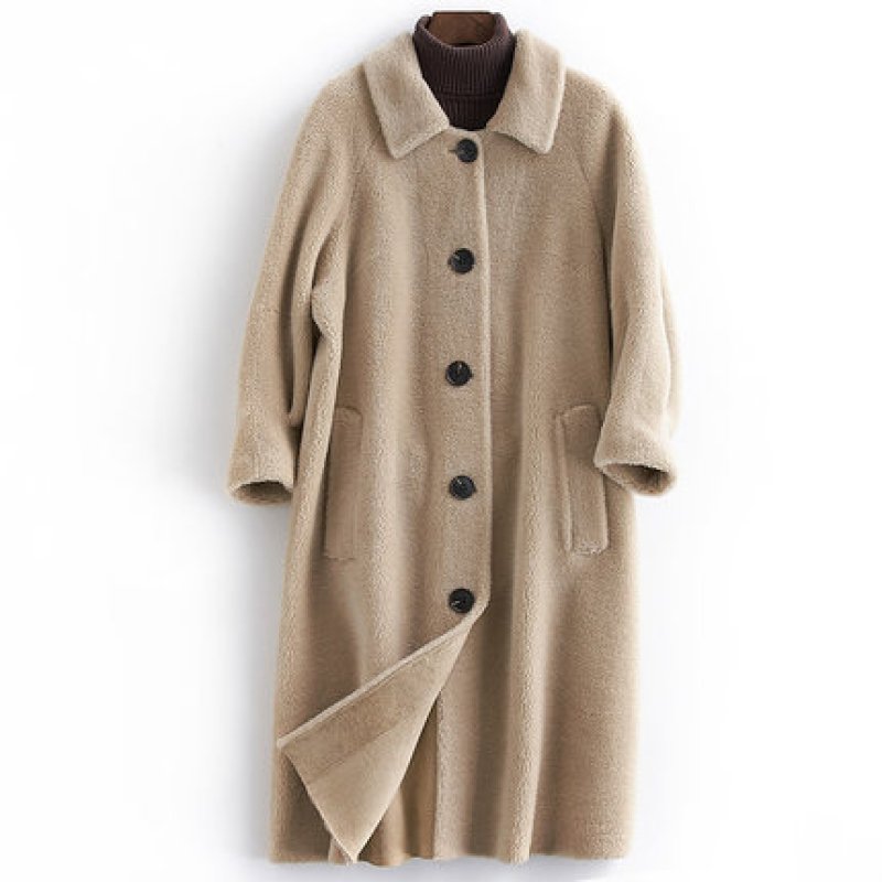 画像1: Haining fur  coatlong long sheep shearing coat シープスキンコーティングシャーリングロングコート (1)