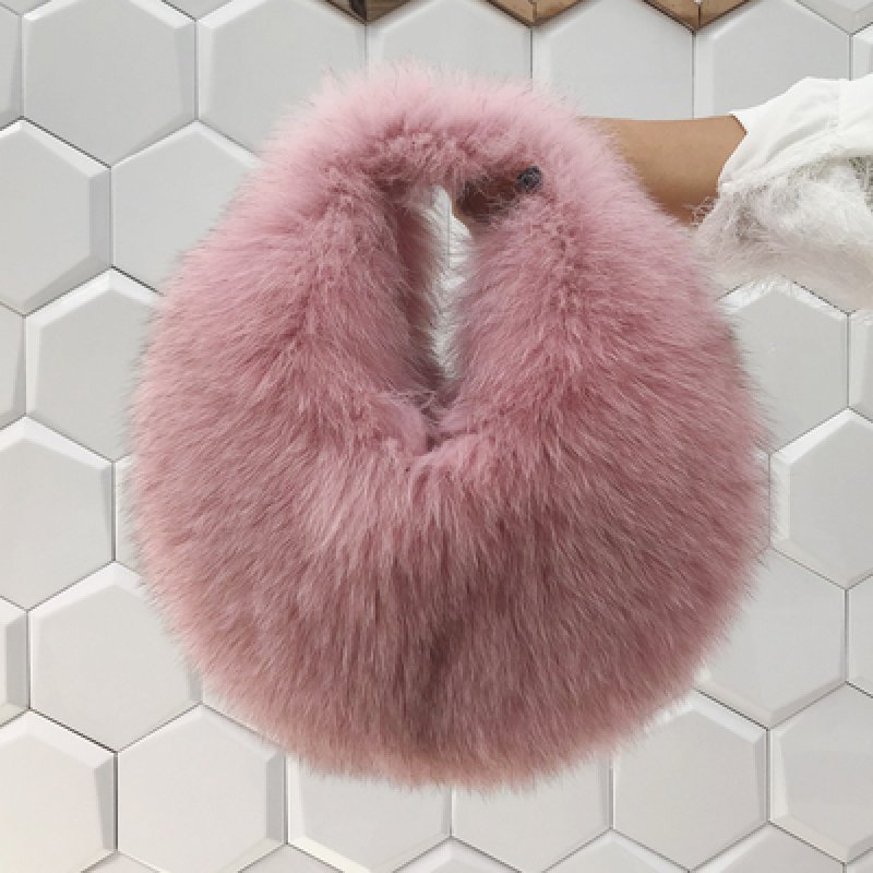 画像11: Real fox fur handcuffs hand-held furbag  tote bag   リアルフォックスファーサークル型トートバッグ (11)