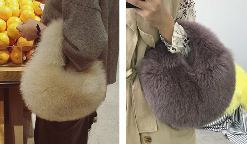 画像5: Real fox fur handcuffs hand-held furbag  tote bag   リアルフォックスファーサークル型トートバッグ (5)