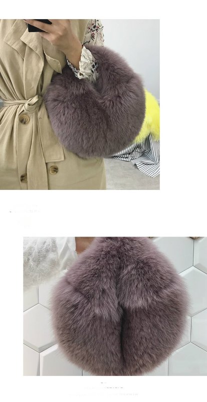 画像7: Real fox fur handcuffs hand-held furbag  tote bag   リアルフォックスファーサークル型トートバッグ (7)