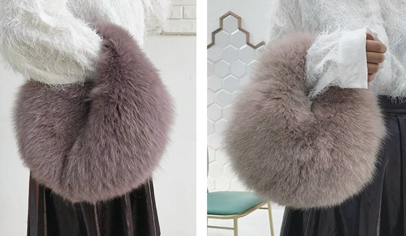 画像6: Real fox fur handcuffs hand-held furbag  tote bag   リアルフォックスファーサークル型トートバッグ (6)