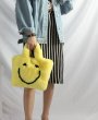 画像2: fake rabbit fur smiley handbag  tote bag   モコモコフェイクエコラビットファースマイル　ニコちゃんトートバッグ (2)