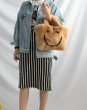 画像3: fake rabbit fur smiley handbag  tote bag   モコモコフェイクエコラビットファースマイル　ニコちゃんトートバッグ (3)