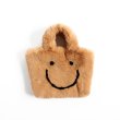 画像1: fake rabbit fur smiley handbag  tote bag   モコモコフェイクエコラビットファースマイル　ニコちゃんトートバッグ (1)