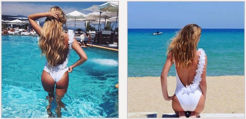 画像7: Hawaiian Leis One Shoulder Swimsuit ワンショルダーワンピース型レイ付フラワースウィムスーツ水着ビキニモノキニワンピース ハワイアン (7)