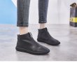画像3: women's leather flat boots レザーバックジップショートブーツ ブーティーブーツ (3)