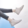 画像5: women's leather flat boots レザーバックジップショートブーツ ブーティーブーツ (5)