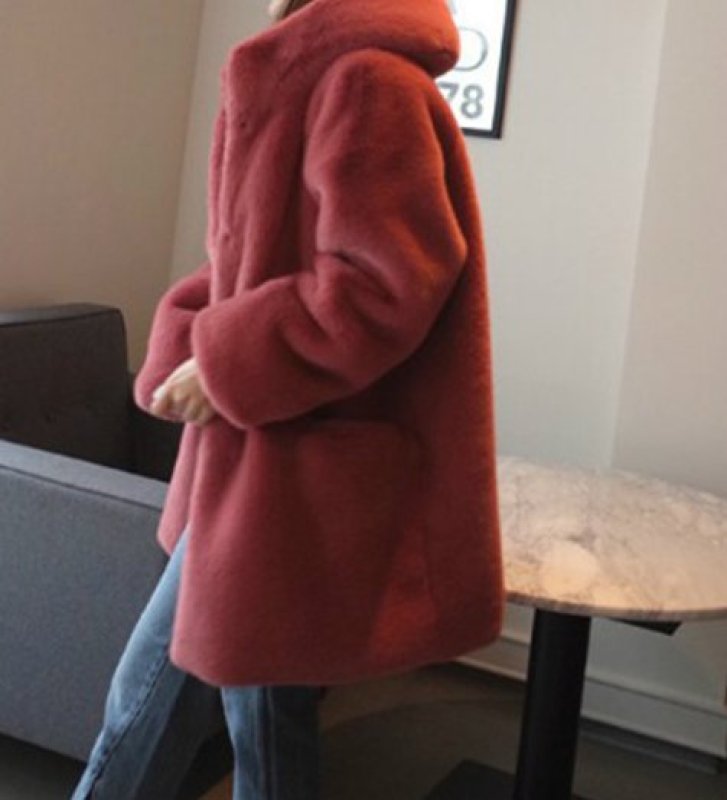 画像4: Women's  fake rabbit fur hoody coat Jacketフェイクエコラビットファーフディーコート ジャケット (4)