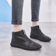 画像6: women's leather flat boots レザーバックジップショートブーツ ブーティーブーツ (6)