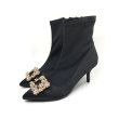 画像2: women's satin rhinestones buckle high-heeled pointed Martin boots サテンにバックルが付いたオシャレなショートブーツ ソックスブーツ  ブーティーブーツ (2)