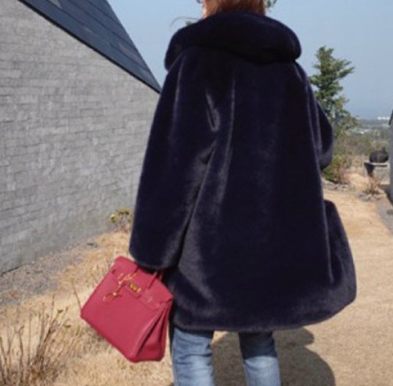 画像6: Women's  fake rabbit fur hoody coat Jacketフェイクエコラビットファーフディーコート ジャケット (6)