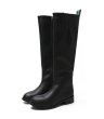 画像3: women's  leather low heel long boots side zipper boots　本革レザーブリティッシュフラットロングブーツ (3)