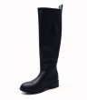 画像4: women's  leather low heel long boots side zipper boots　本革レザーブリティッシュフラットロングブーツ (4)
