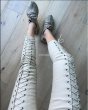 画像3: Lace-up Pants Leggings レースアップ編み上げスリムパンツレギンス (3)