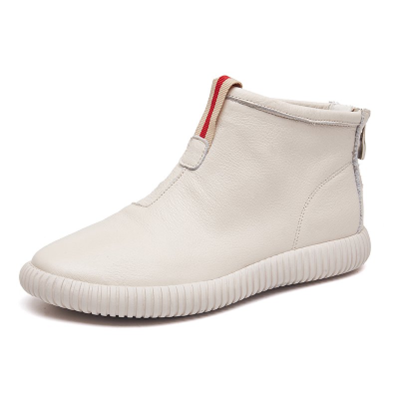 画像2: women's leather flat boots レザーバックジップショートブーツ ブーティーブーツ (2)