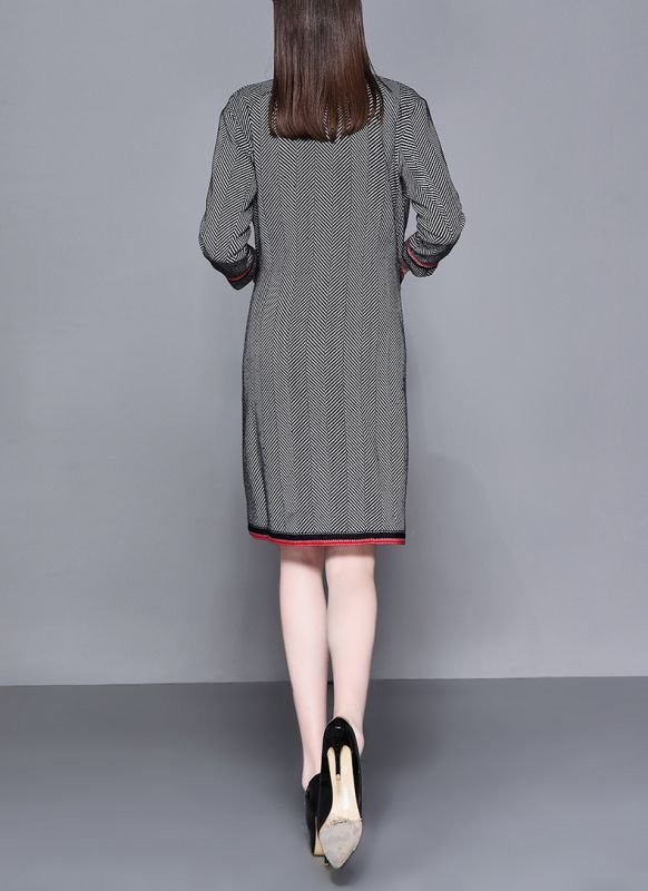 画像4: Women's  British stripe belt long coat ツイード柄パイピングがポイントロングコート ジャケッ (4)