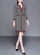 画像3: Women's  British stripe belt long coat　ツイード柄パイピングがポイントロングコート　ジャケッ (3)