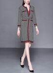 画像3: Women's  British stripe belt long coat　ツイード柄パイピングがポイントロングコート　ジャケッ (3)