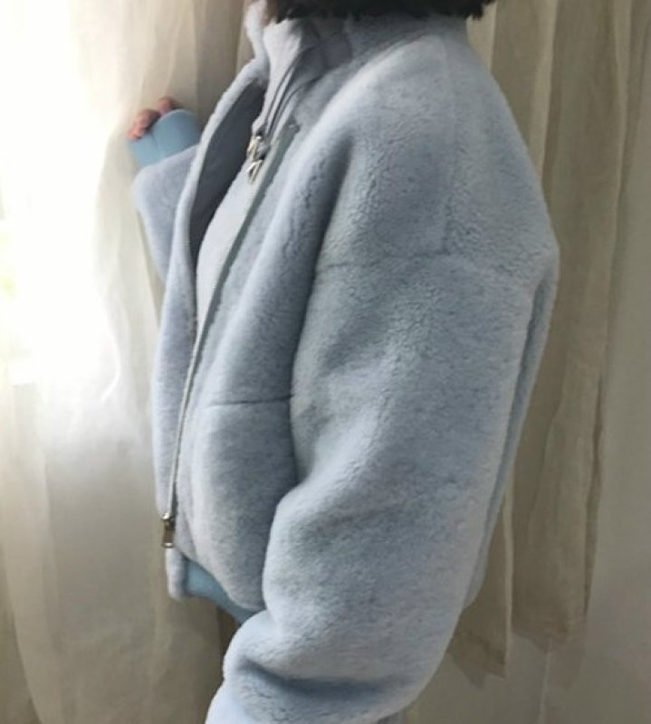 画像8: Haining fur sheep sheared Riders Jacket coatシープスキンコーティングライダースジャケット  コート (8)