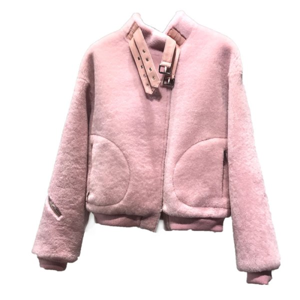 画像1: Haining fur sheep sheared Riders Jacket coatシープスキンコーティングライダースジャケット  コート (1)