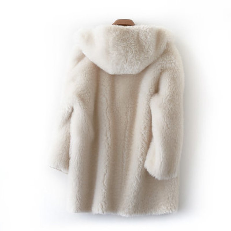 画像5:  Haining sheep shearing fur hoody coat Jacketシープスキンフーディージャケット コート (5)