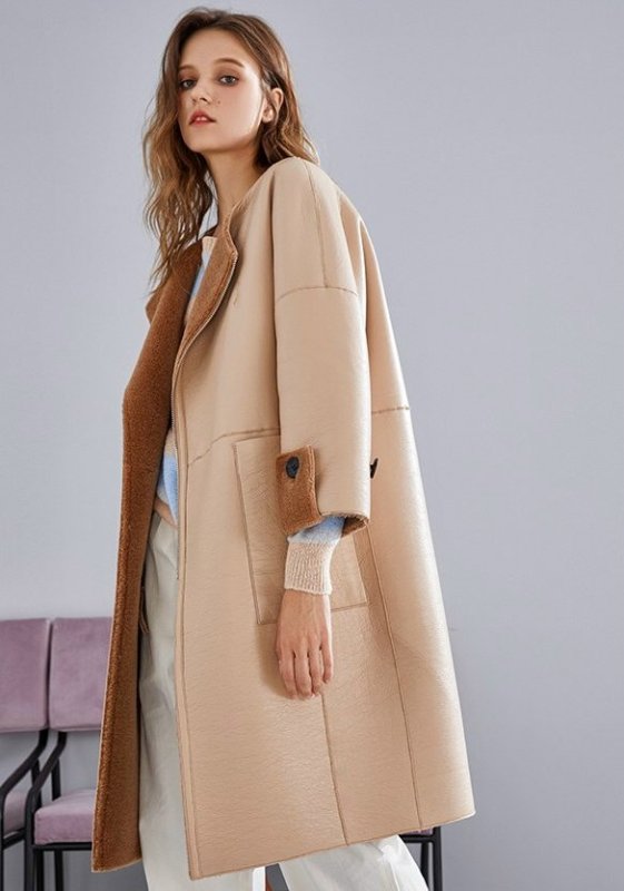 画像2:  sheepfur reversible sheared coat シープスキンリバーシブルロング コート (2)