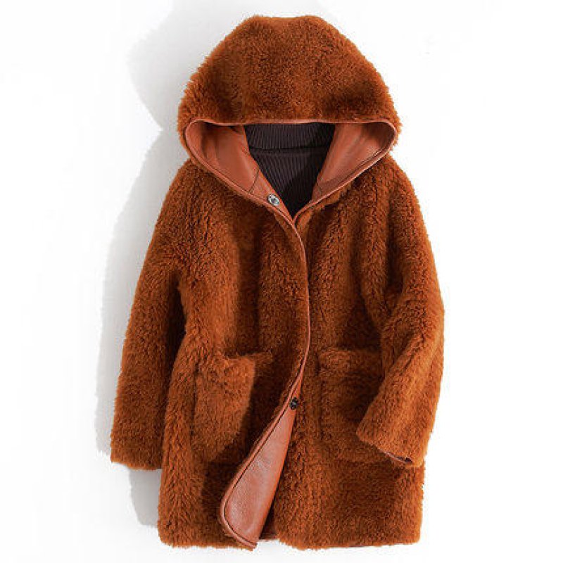 画像1:  Haining sheep shearing fur hoody coat Jacketシープスキンフーディージャケット　コート (1)