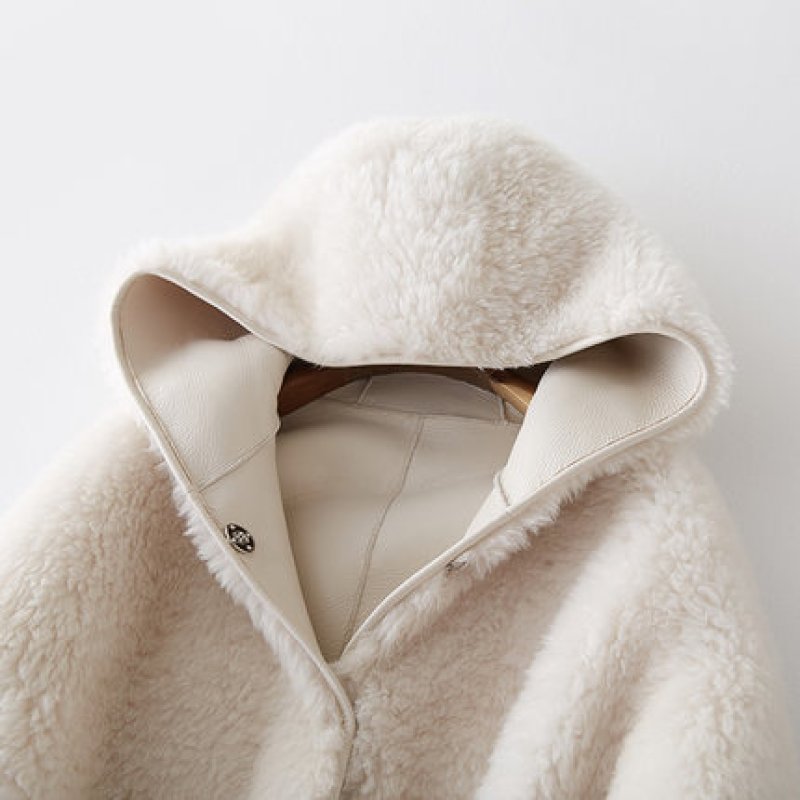 画像6:  Haining sheep shearing fur hoody coat Jacketシープスキンフーディージャケット コート (6)